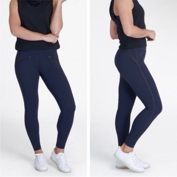 SPANX | Everywear Tech Tape Hi Support Compression Navy Leggings Women’s Size M - Picture 1 of 8